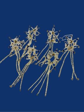 Vintage 70s Handmade Beaded Shooting Star Christmas Holiday Ornament Lot of 6